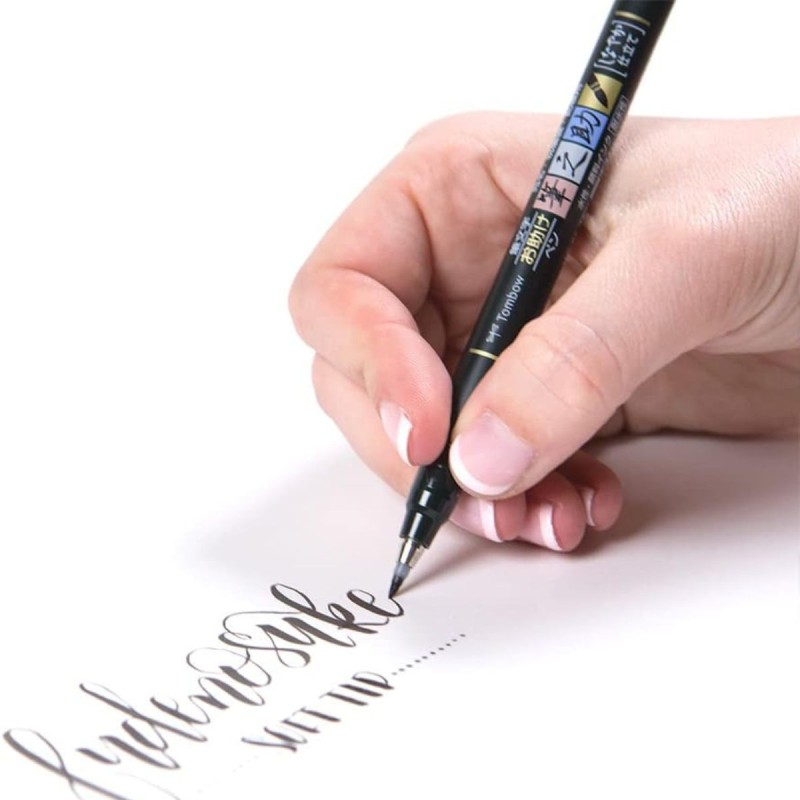 Penne con Punta Elastica Colorate Fudenosuke Tombow per Scrittura  Calligrafica e Disegno