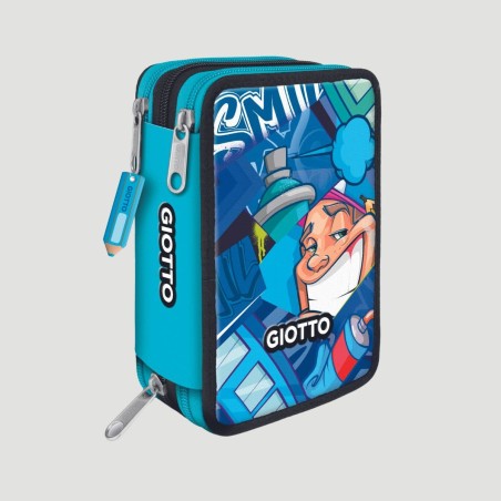 Astuccio 3 Zip Young Street Paint Giotto, colore azzurro