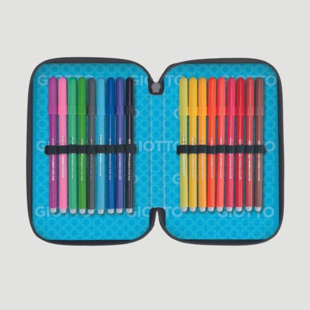 Astuccio 3 Zip Young Street Paint Giotto, colore azzurro