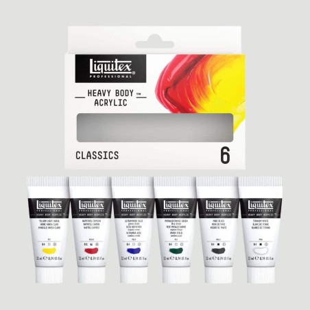 Set 6 Colori Acrilici Heavy Body Liquitex, tonalità classiche formato 22ml