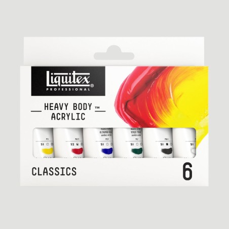 Set 6 Colori Acrilici Heavy Body Liquitex, tonalità classiche formato 22ml