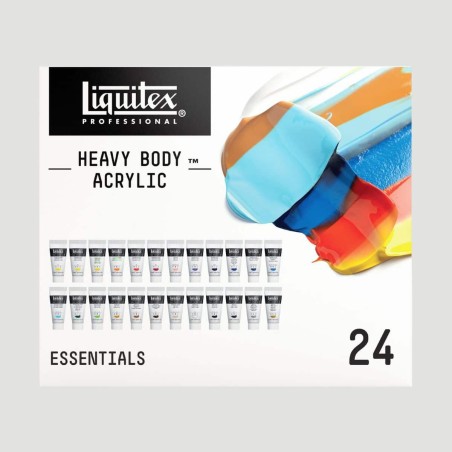 Set 24 Colori Acrilici Heavy Body Liquitex, tonalità essenziali formato 22ml